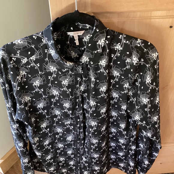 Esqualo long sleeve black print blouse - Picture 1 of 2
